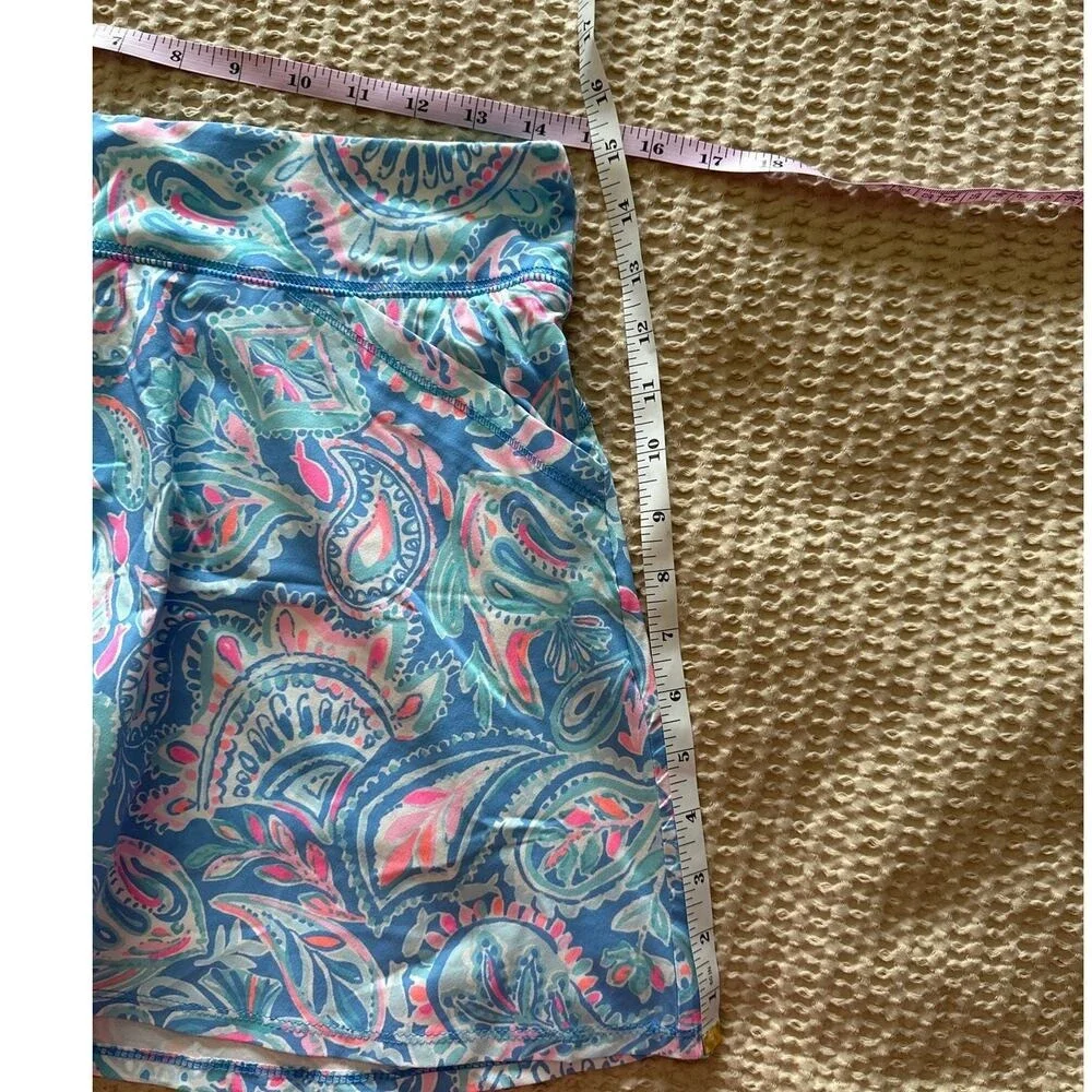 Lilly Pulitzer Blue Paisley Print Skort with Pink Accents